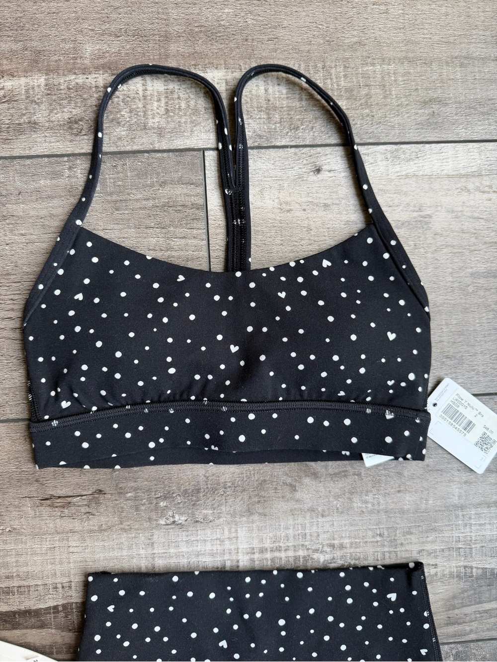 Lululemon Set NWT (scattered hearts/polkadots) Align Bikers/Flow Y Bra Size 2 - Picture 8 of 10